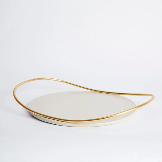 Touché Ø.36 cm oval handle Design by Martina Bartoli Taupe