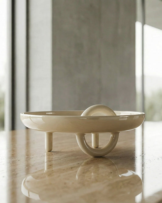 Atillo ivory finish decorative ceramic centerpiece, luxury Italian design by Mason Editions Atillo Design by Davide Monopoli Avory